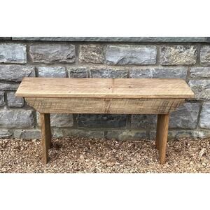 Antique OAK 40" Old Wood Seat Bench Garden Table English Farm French Country (B)